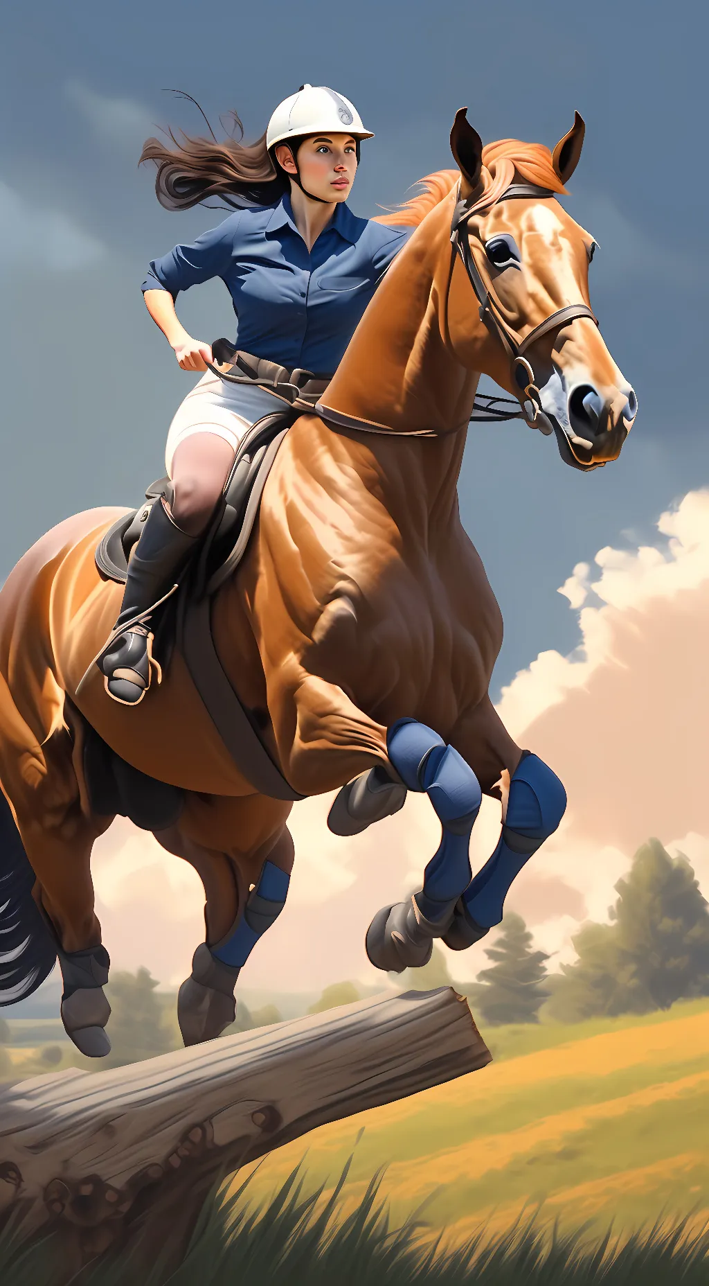 ai character: Horse riding  background