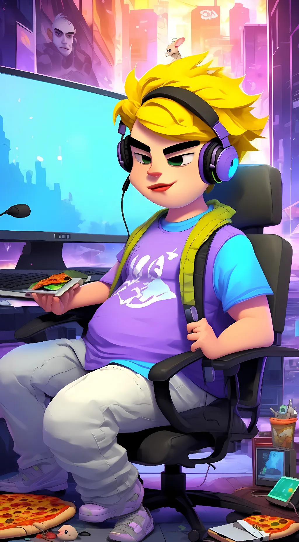 ai character: Benson but fat background