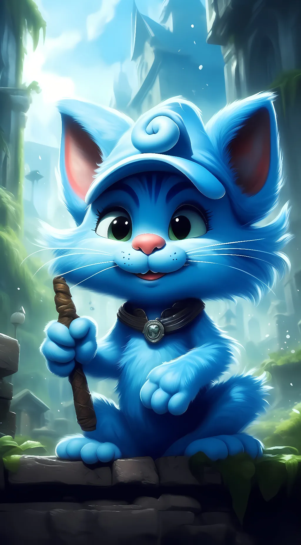 ai character: Smurf cat background