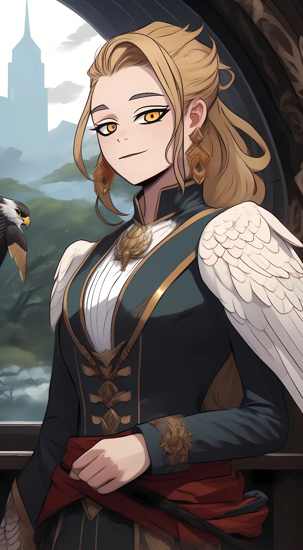 ai character: female hawks  background