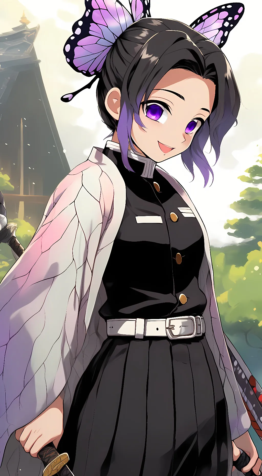 ai character: Shinobu 💜🦋 background