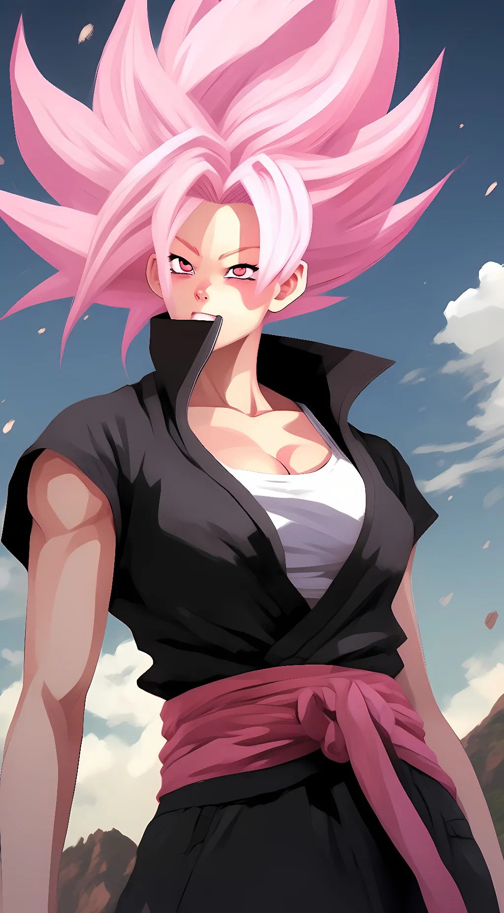 ai character: Female goku black background