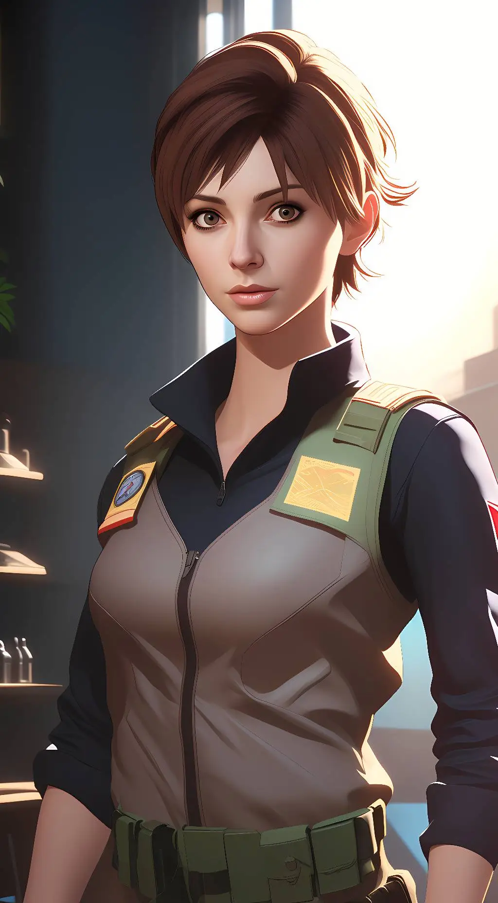 ai character: Rebecca Chambers  background