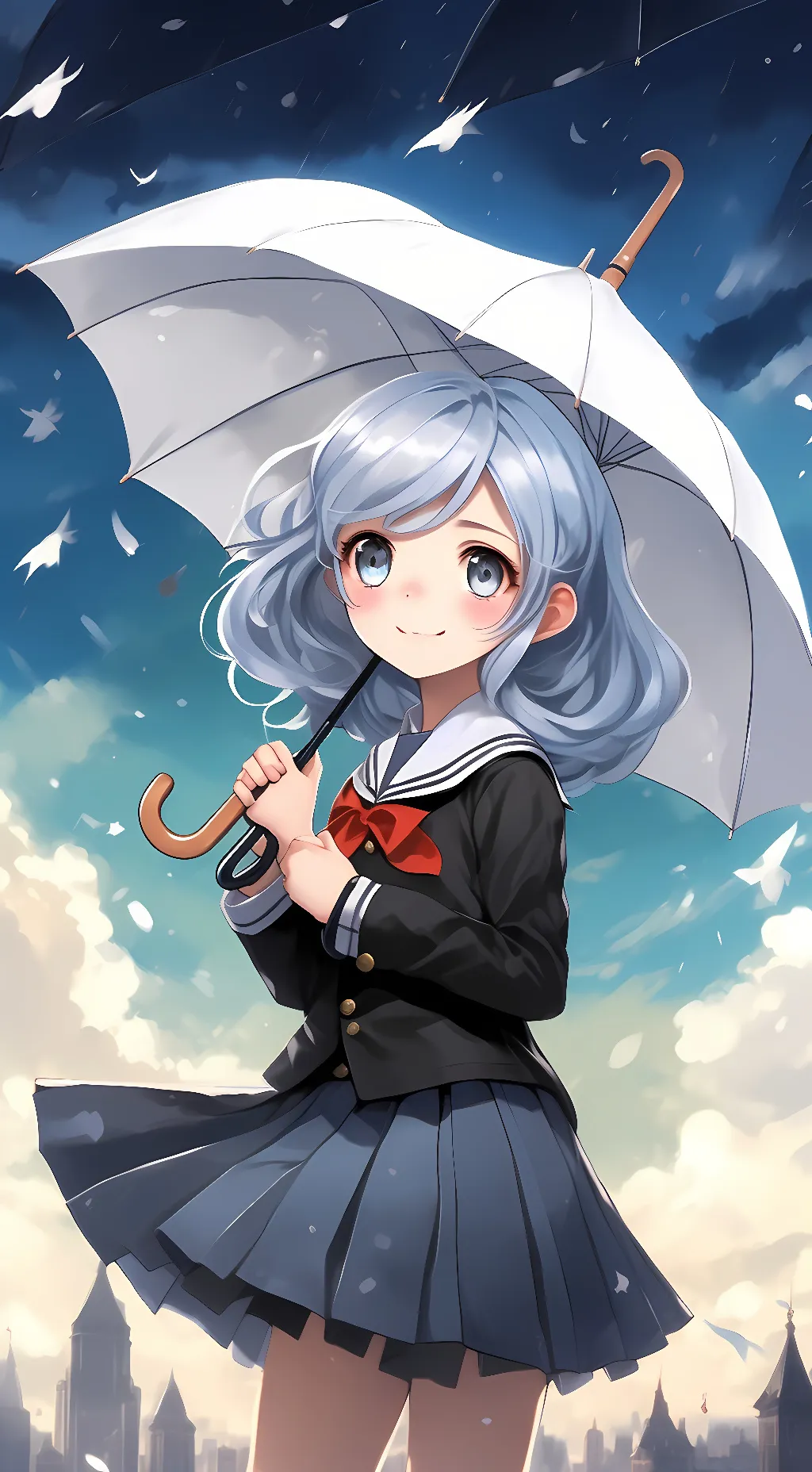 ai character: Romo and umbrella background