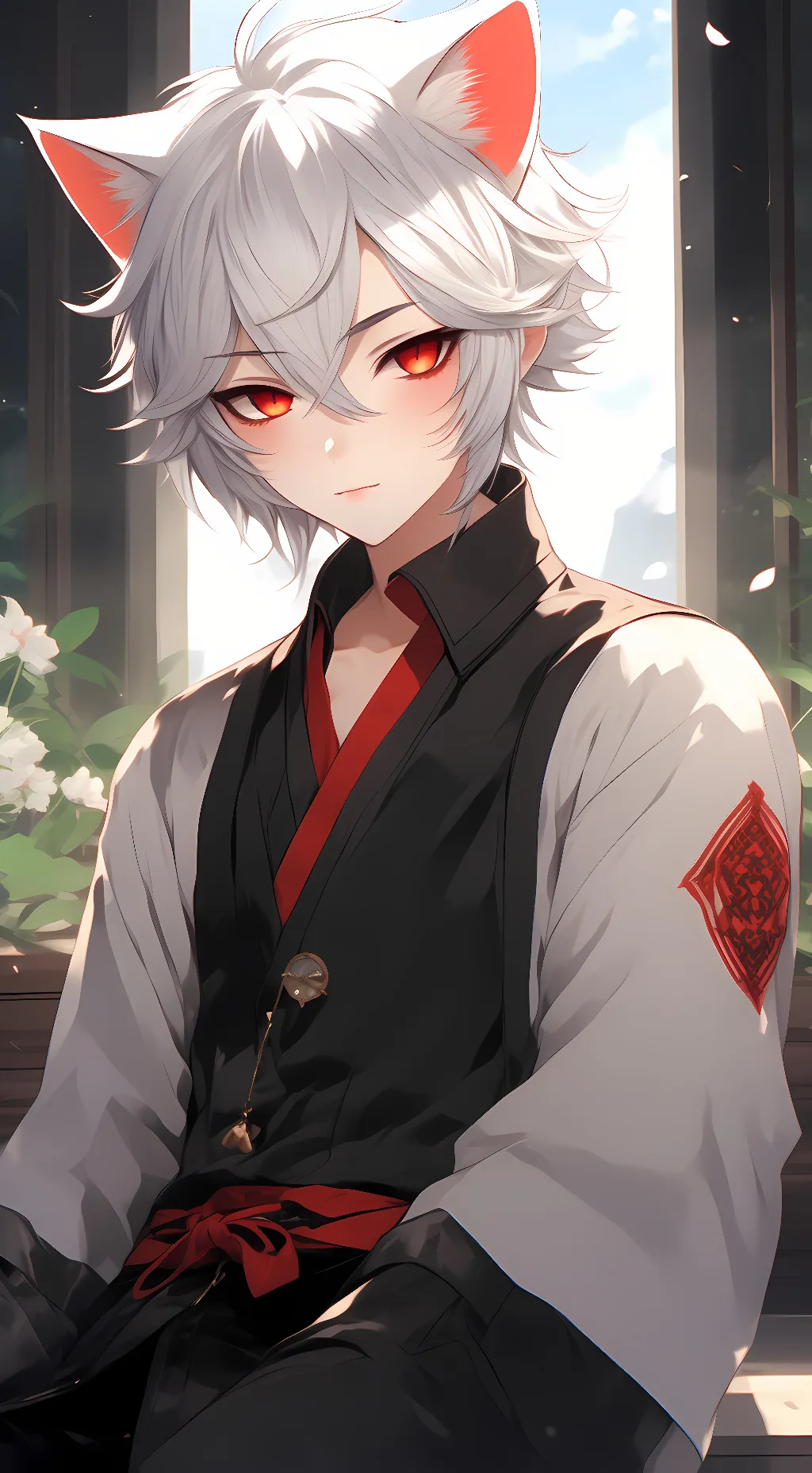 ai character: Neko boy  background