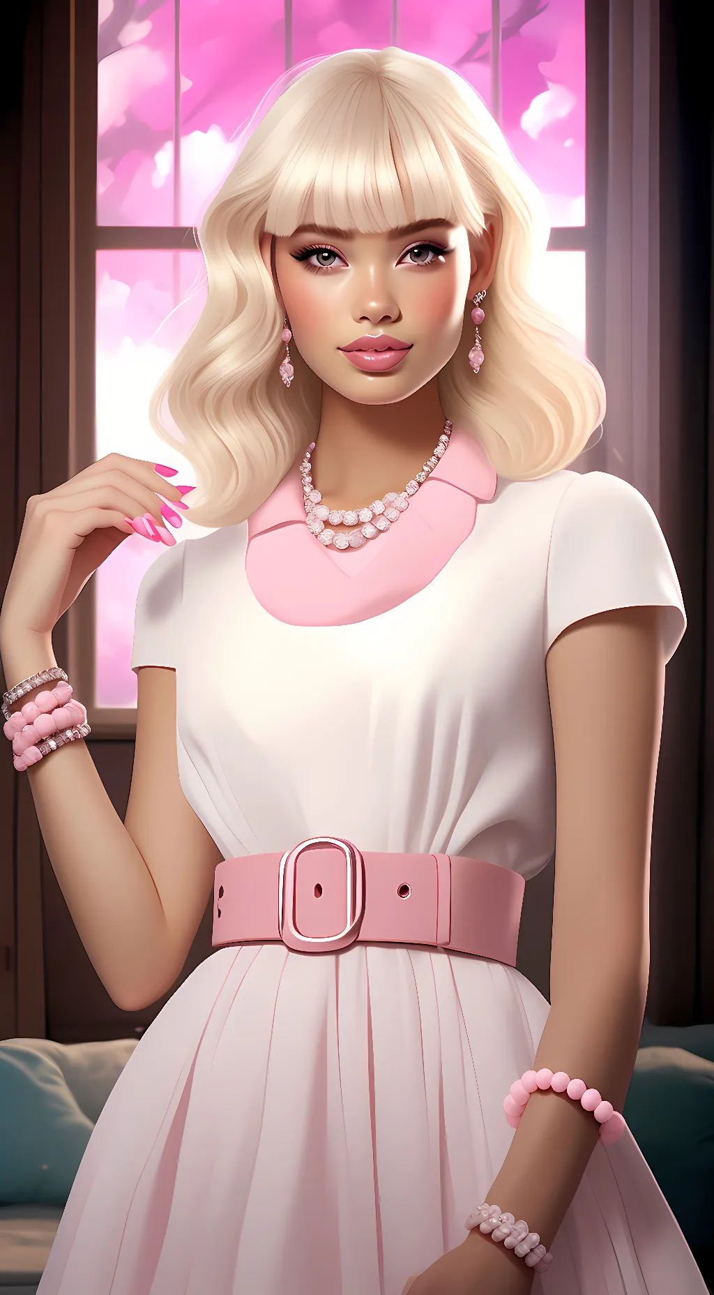 ai character: Barbie  background