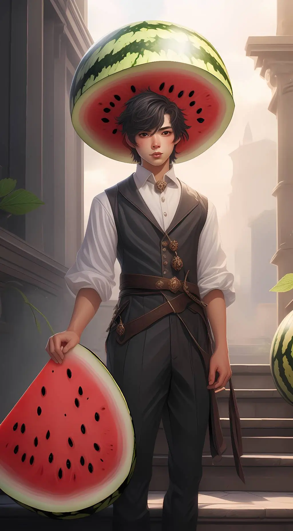 ai character: Melon man  background