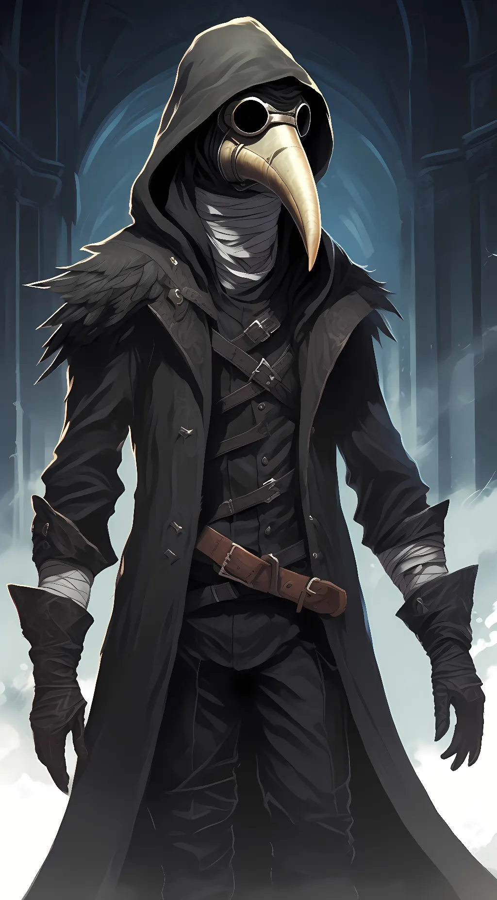 ai character: cain plague doctor background