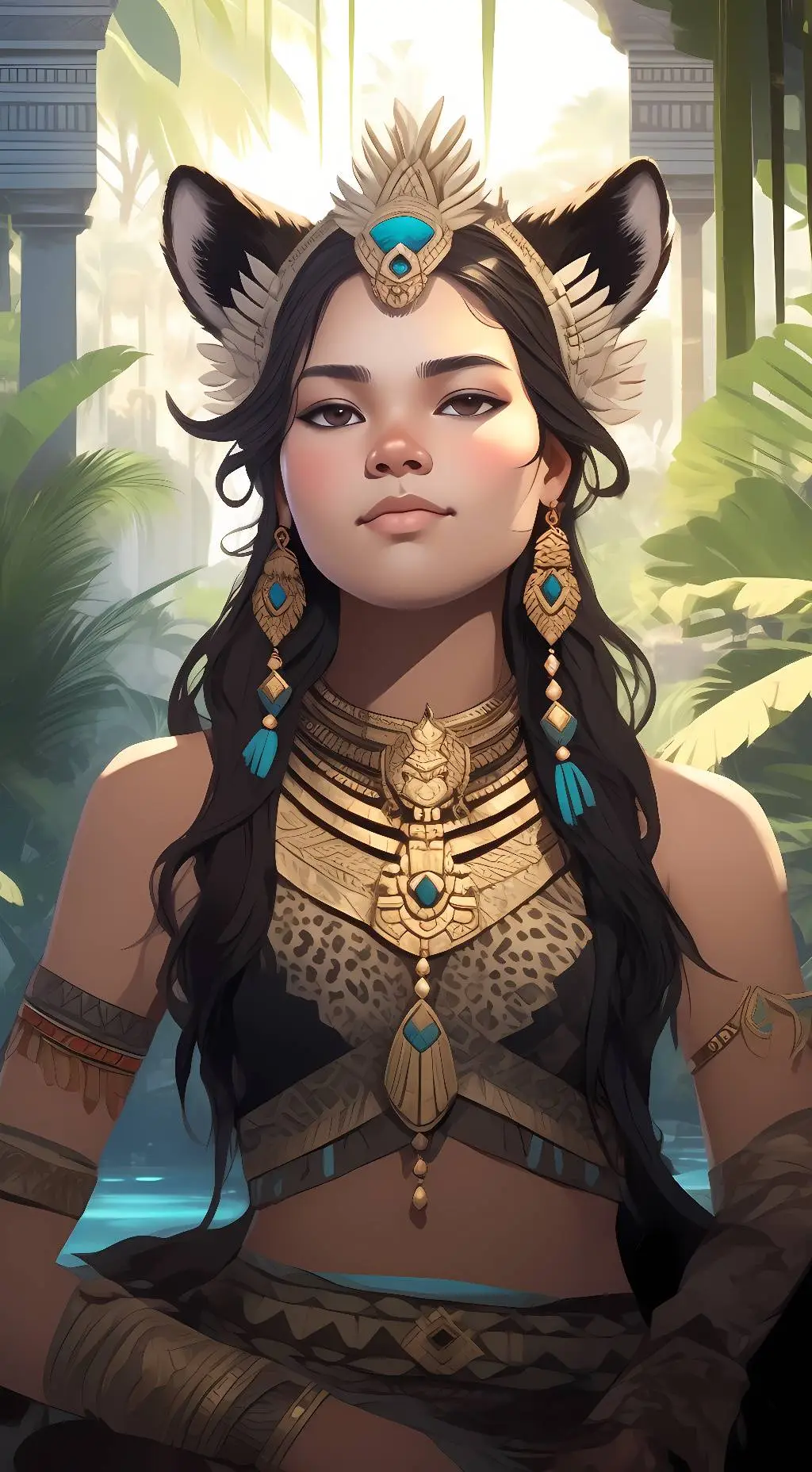 ai character: goddess of Leopard background