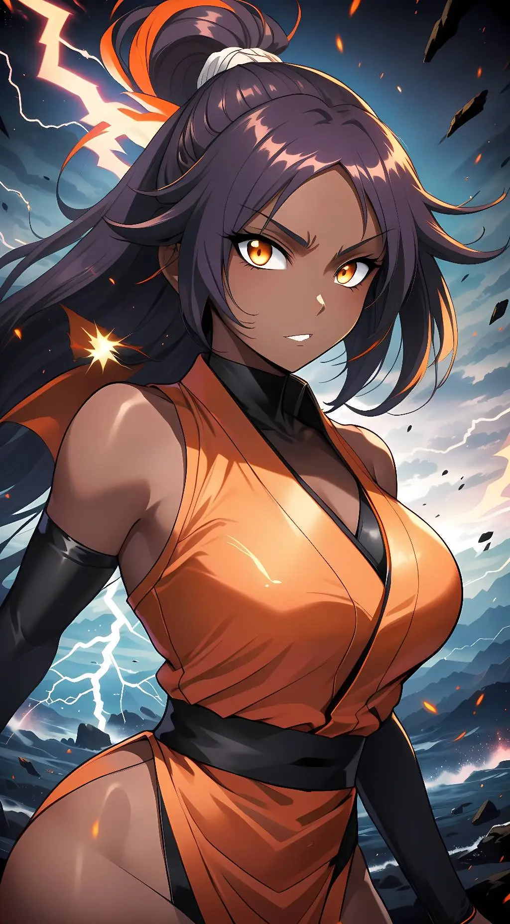 ai character: Yoruichi Shihouin  background