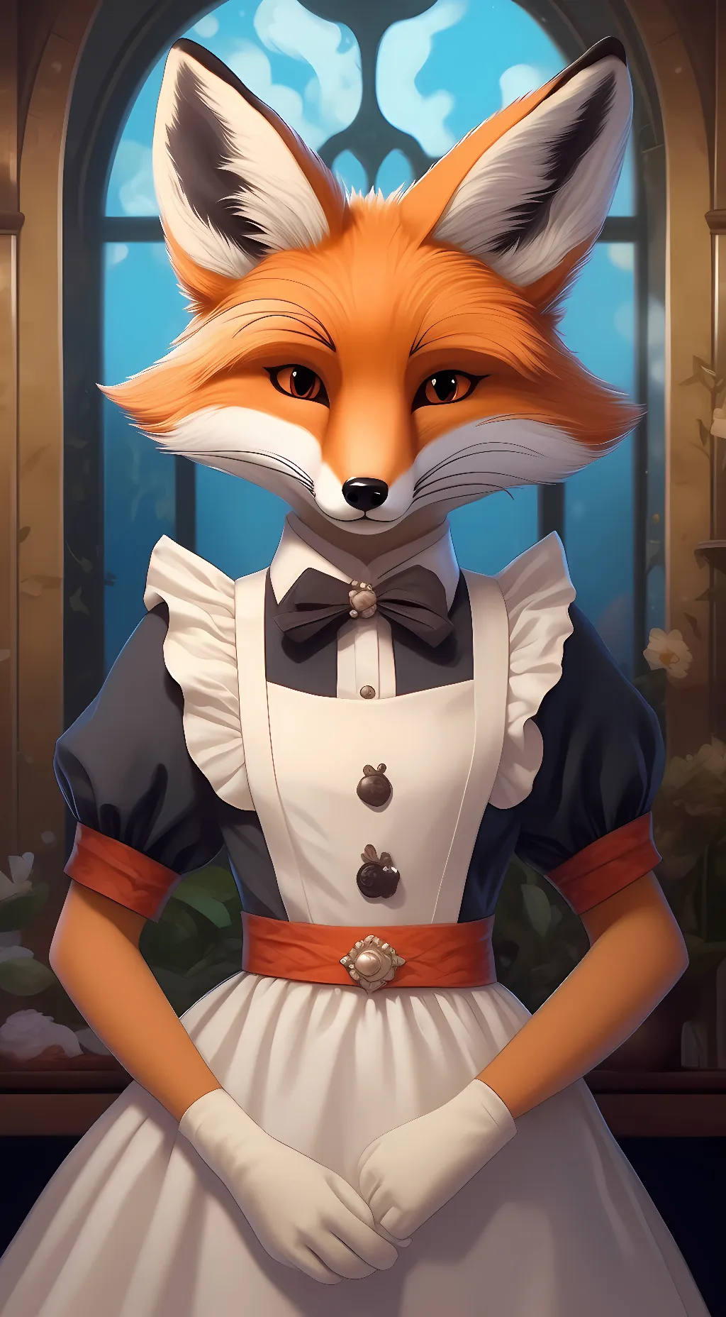 ai character: Fox maid background