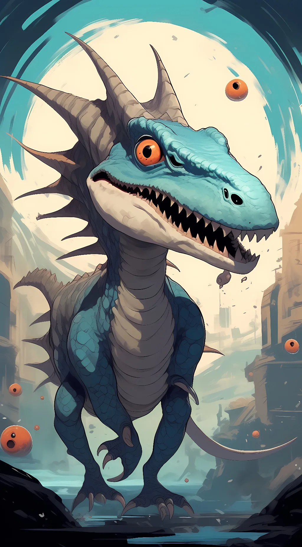 ai character: Cyan background