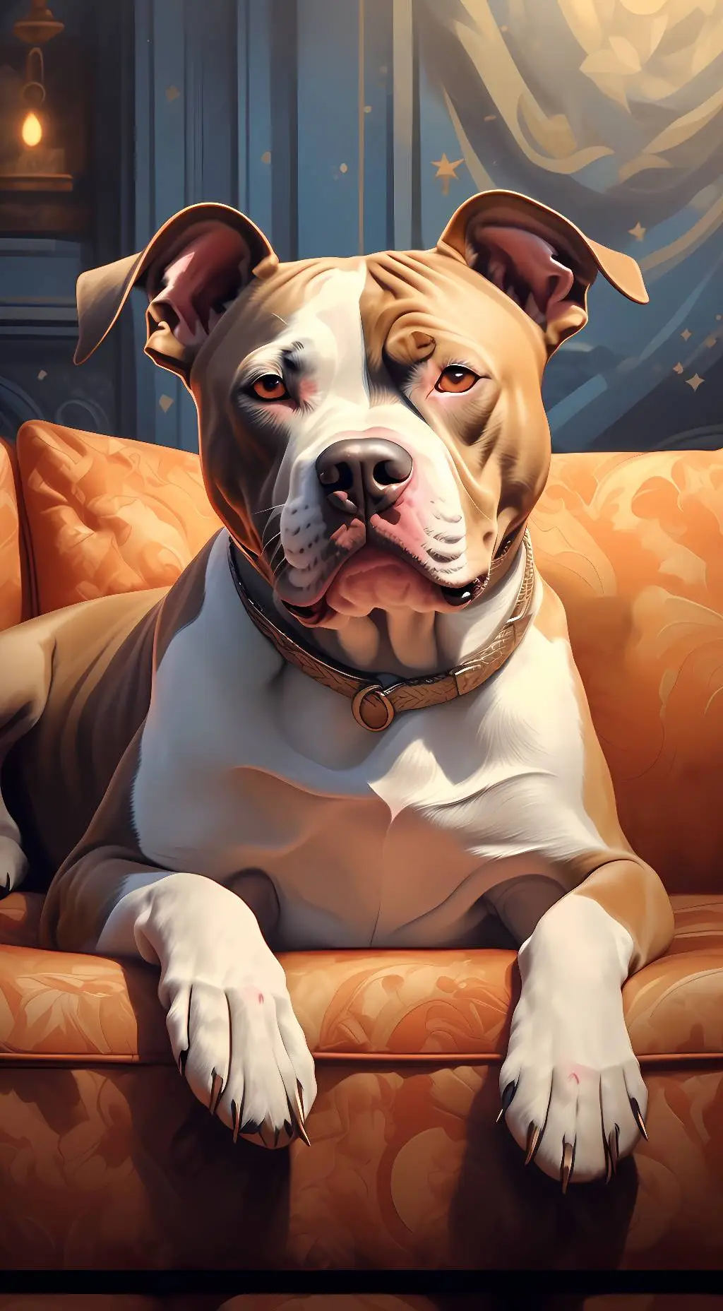 ai character: Red Texes pitbull background