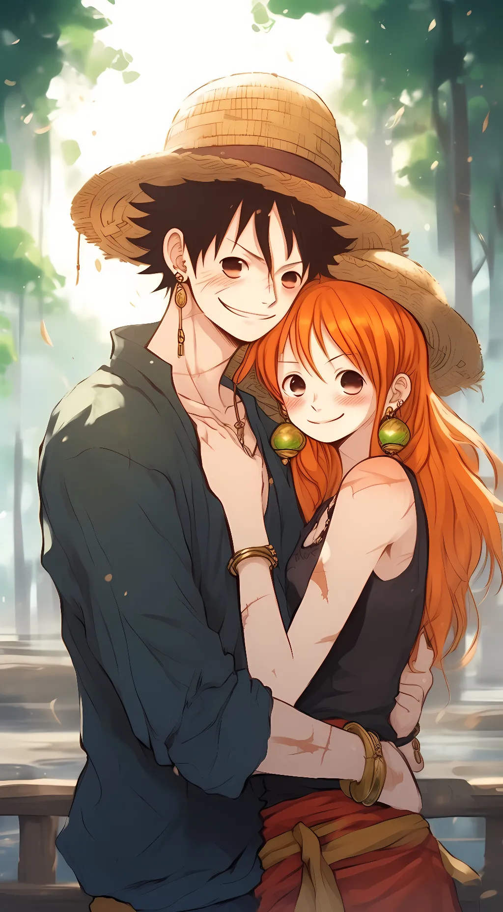 ai character: Luffy x nami background
