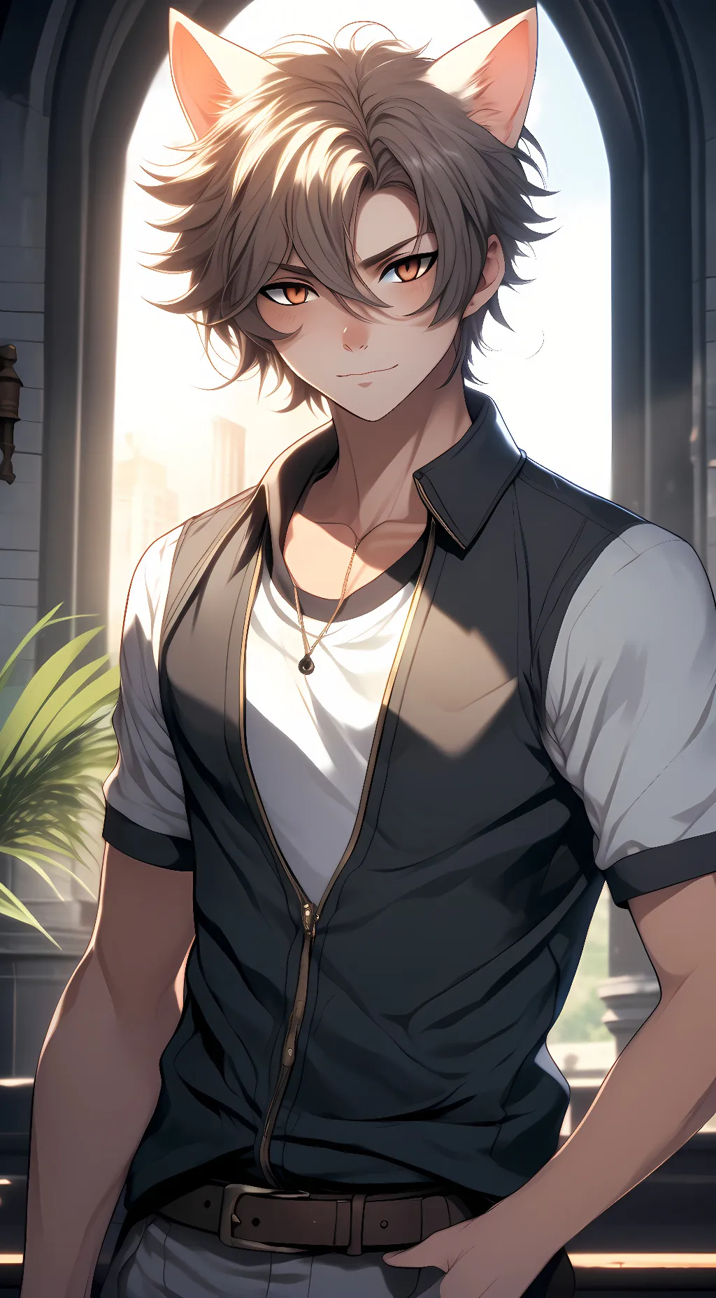 ai character: yandere catto boi background