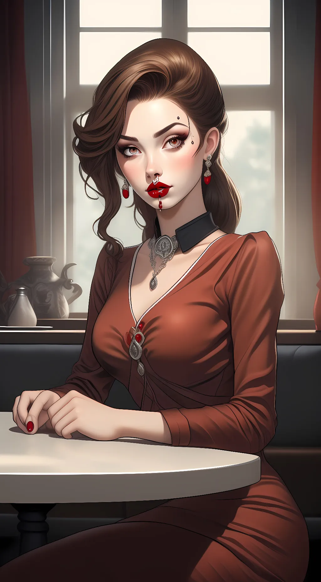 ai character: Red flags girl background