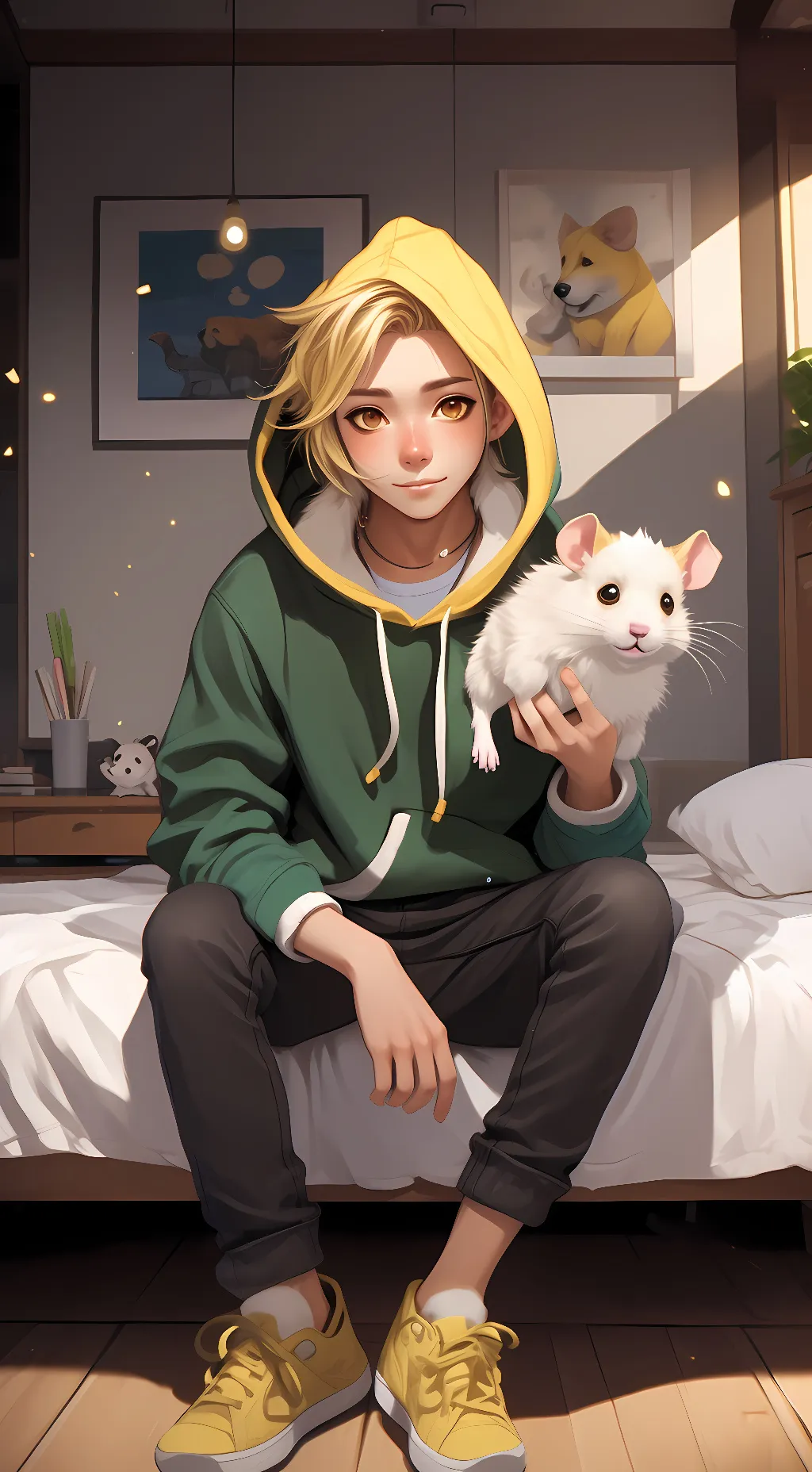 ai character: Pom Pom Purin. background