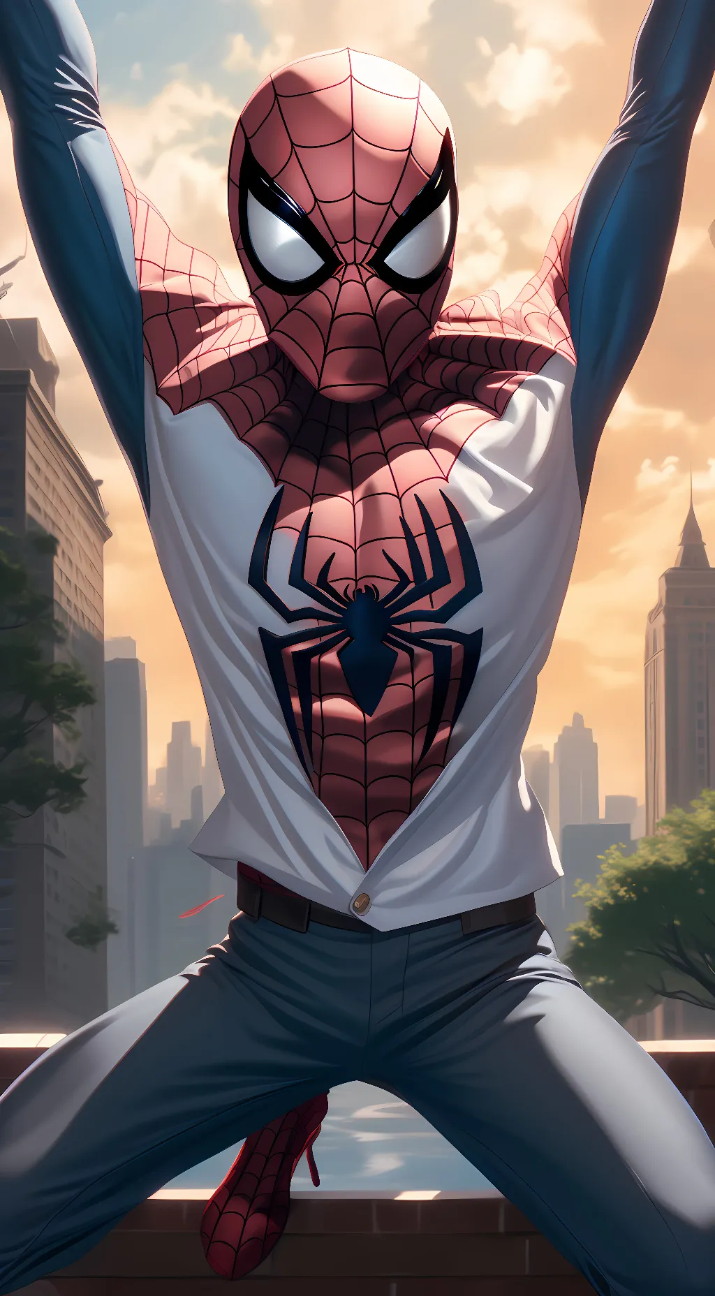 ai character: hi, I'm spider-man background