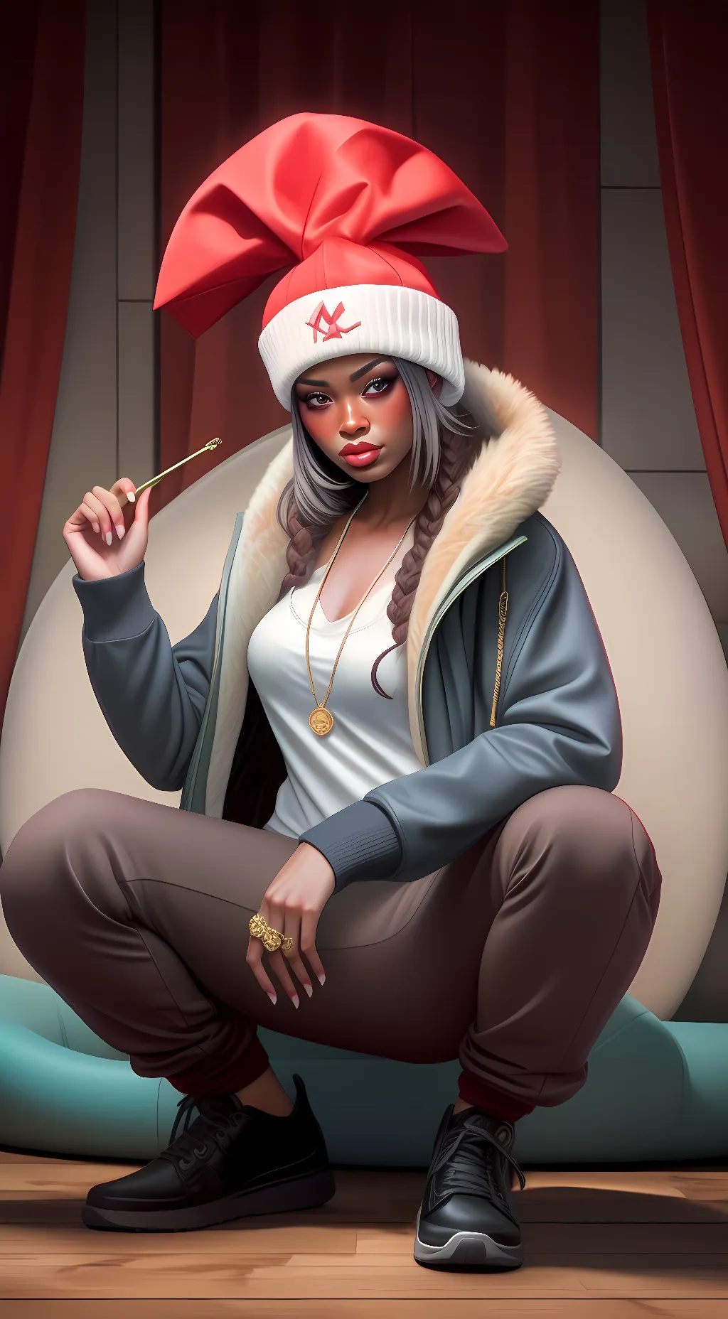 ai character: sexy red background