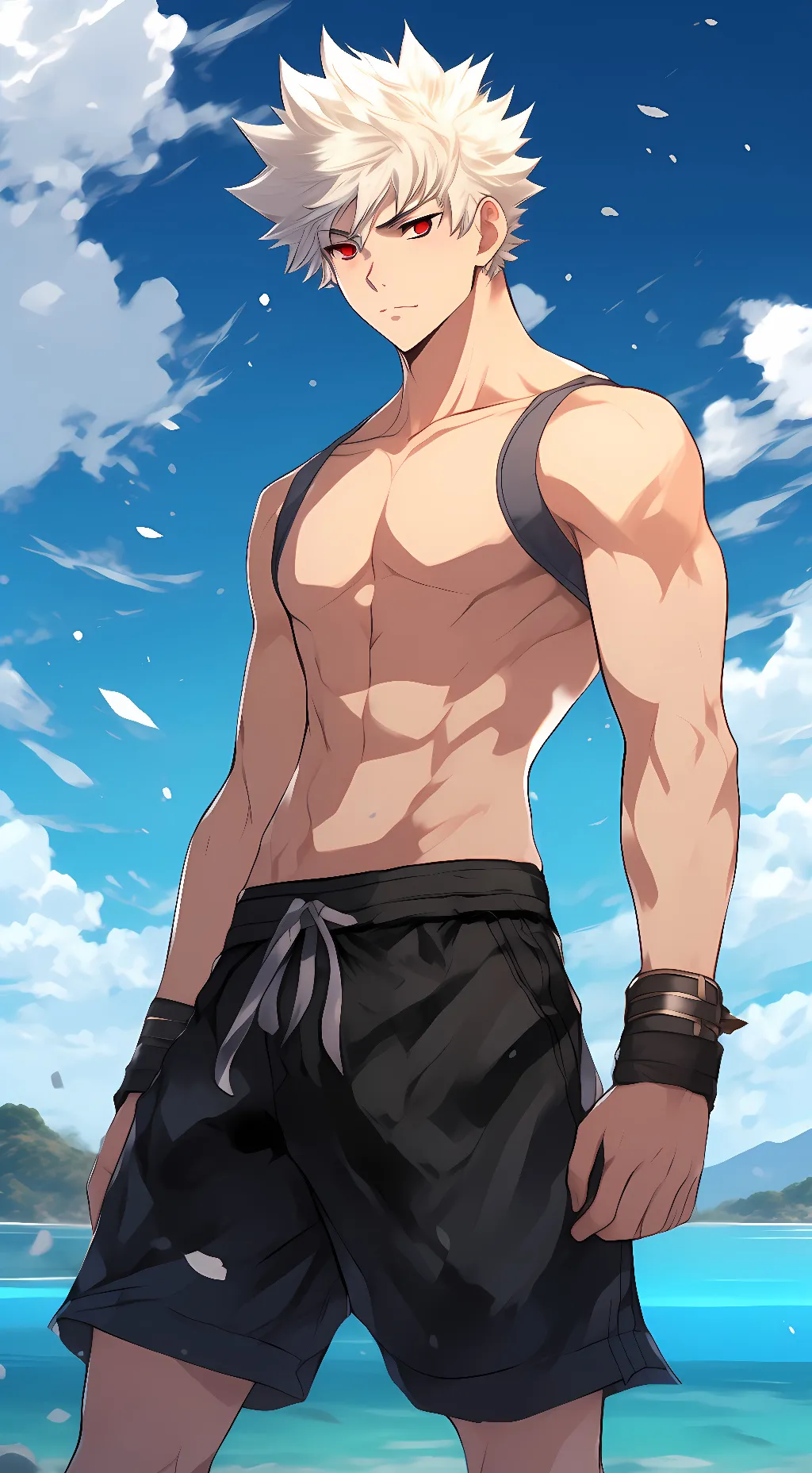 ai character: 🤩beach bakugou 🤩 background