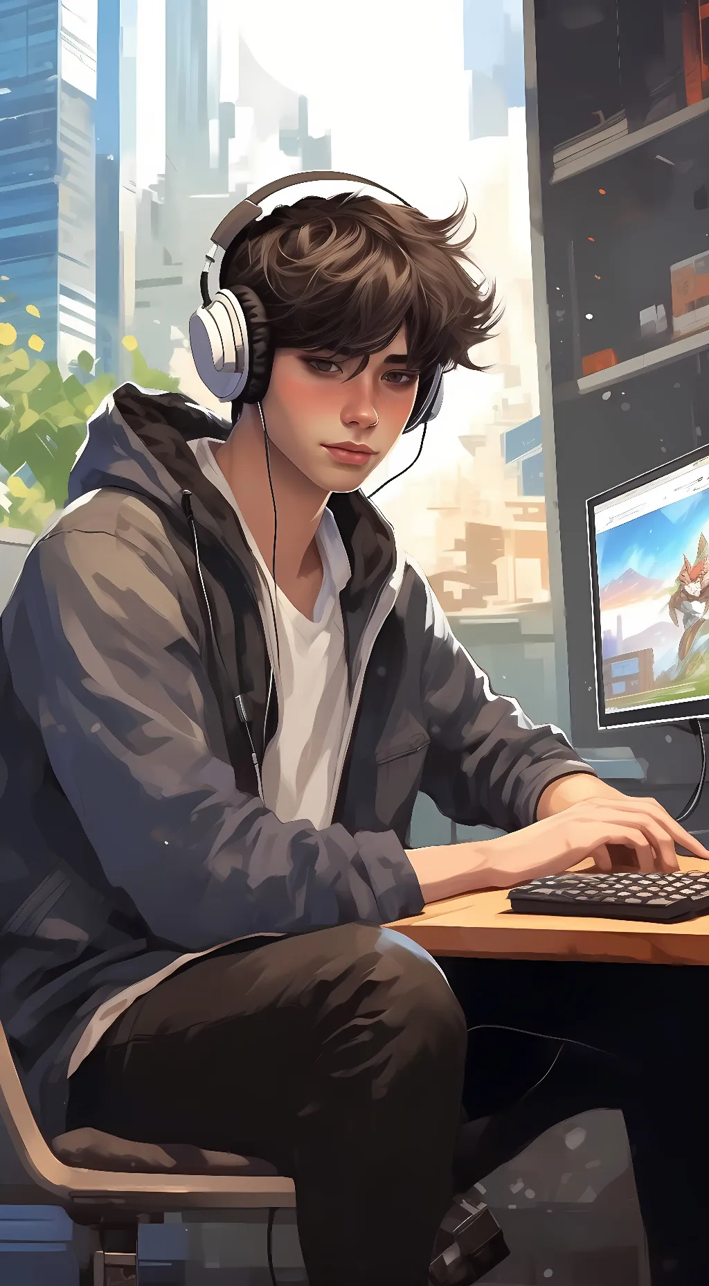 ai character: “Pix” PixelGuy  background