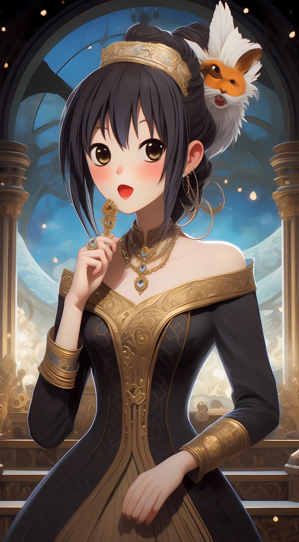 ai character: Queen cat background