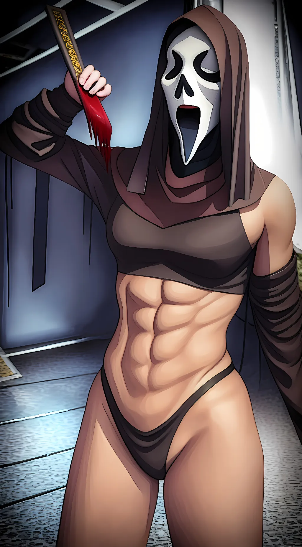 ai character: Ghost face  background