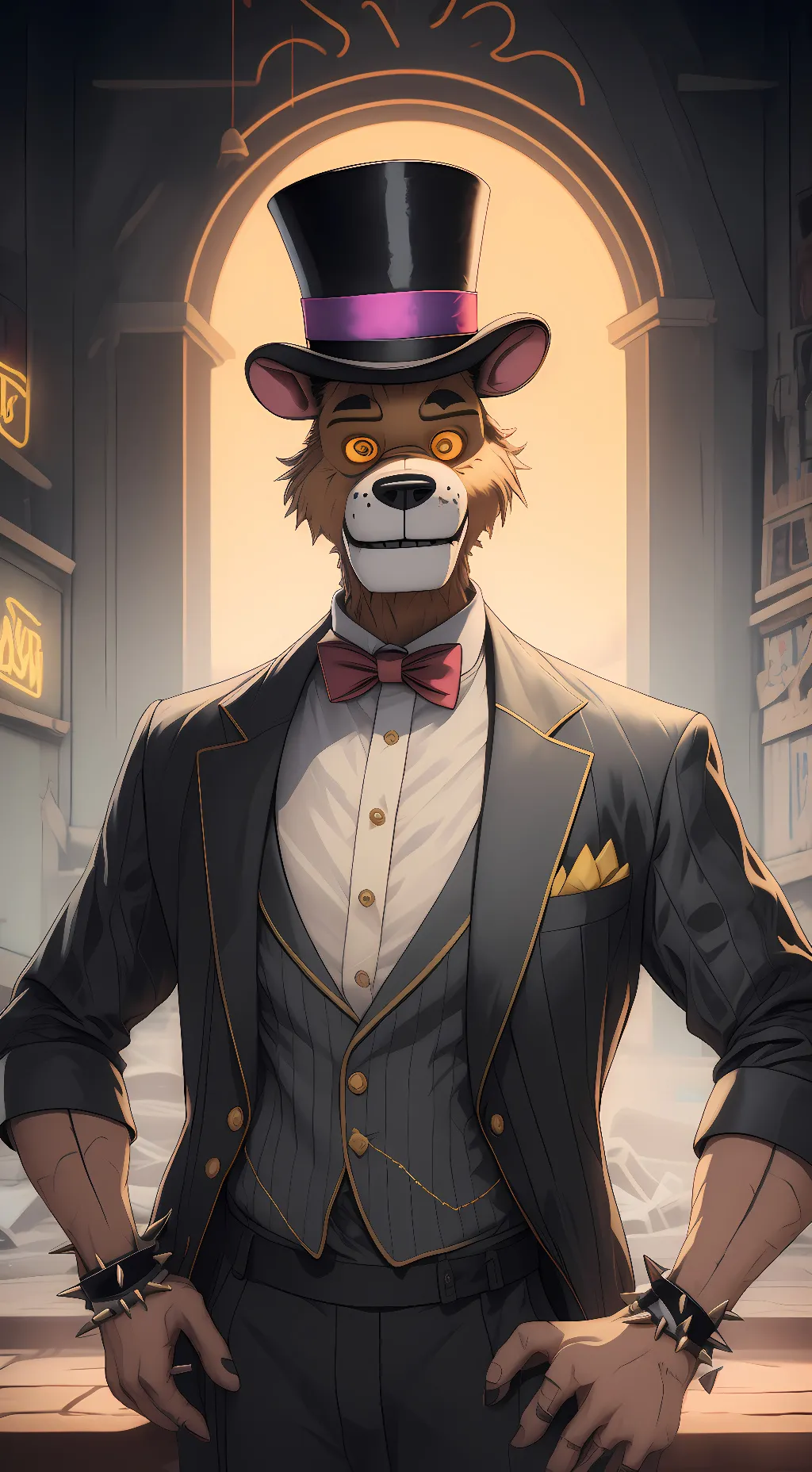 ai character: Glamrock freddy  background