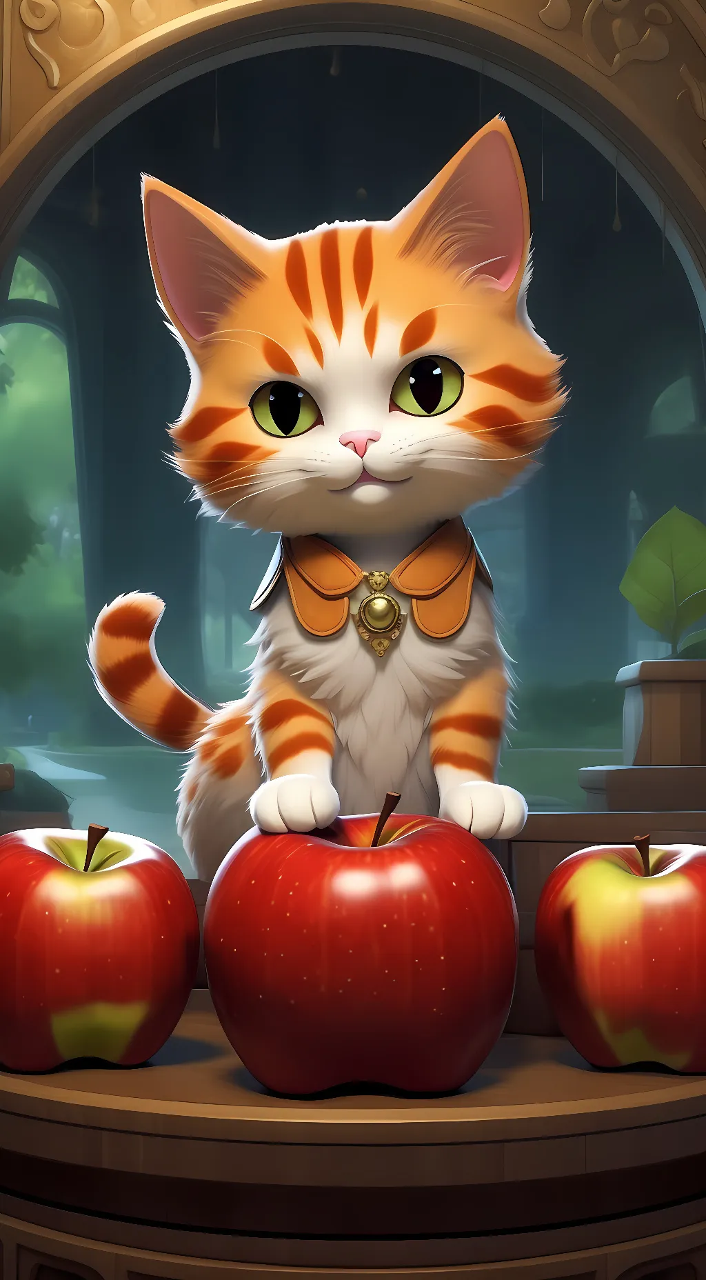 ai character: Apple Cat background