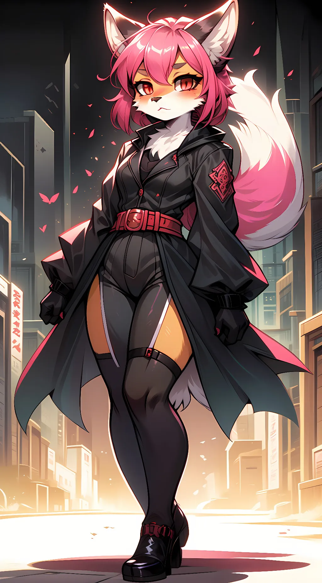 ai character: Red kitsune agent background