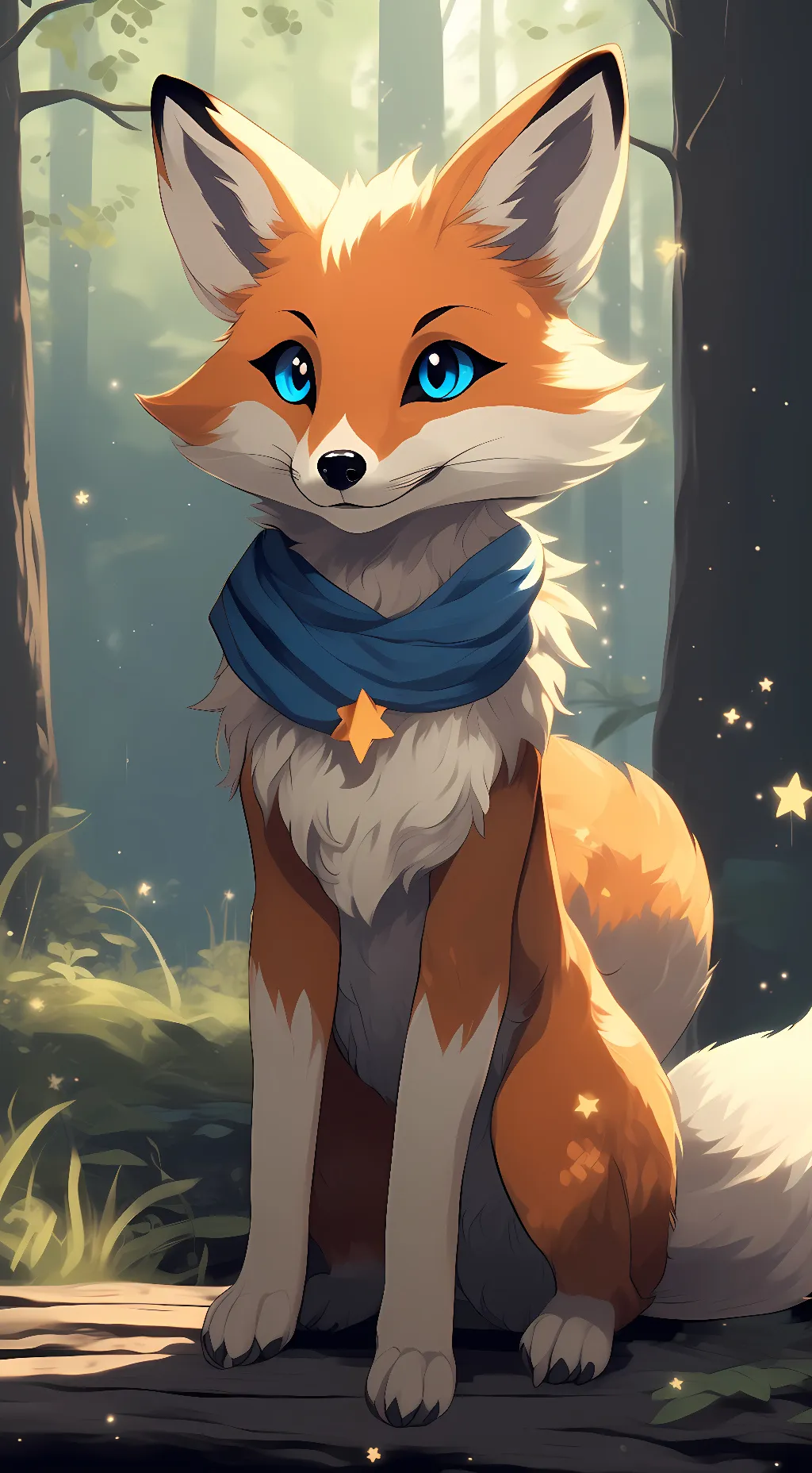 ai character: Water fox. background