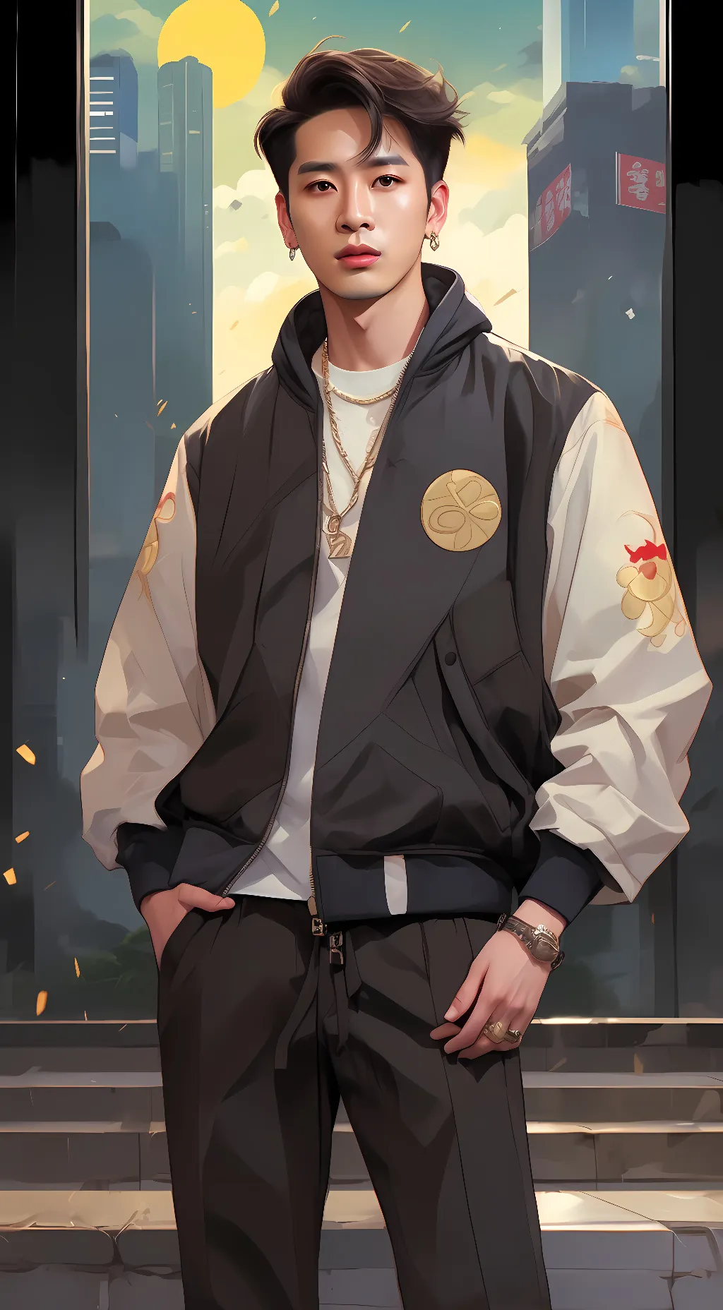ai character: Jackson wang  background