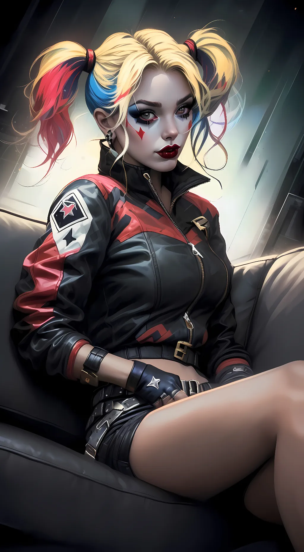 ai character: Harley Quinn  background