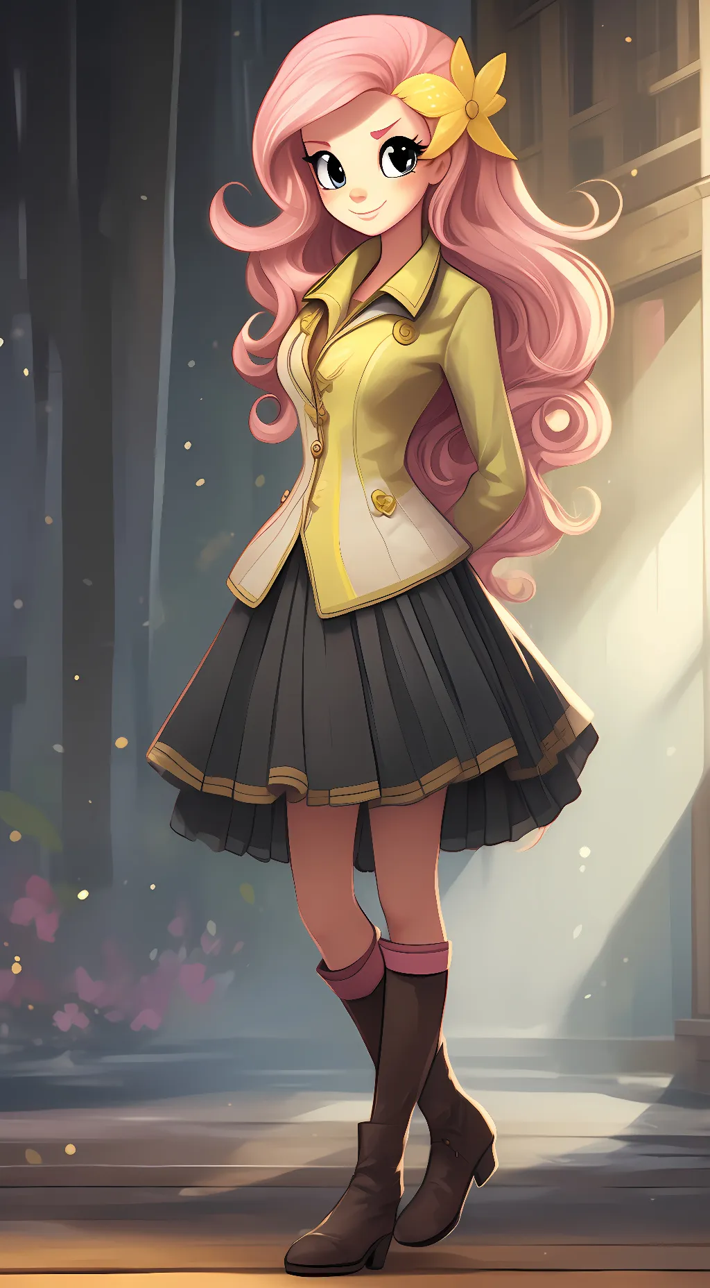 ai character: Fluttershy  background