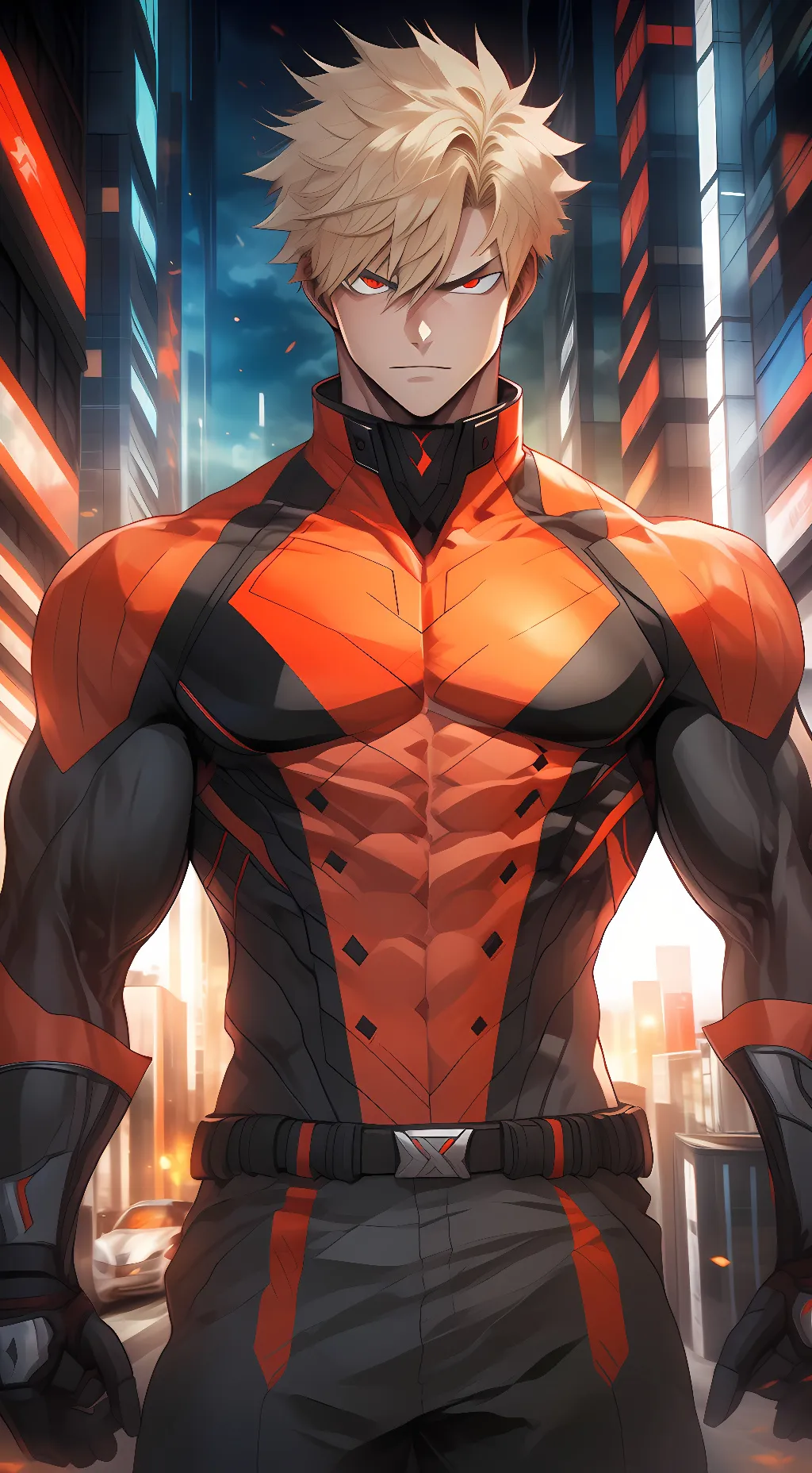 ai character: post war Bakugo  background