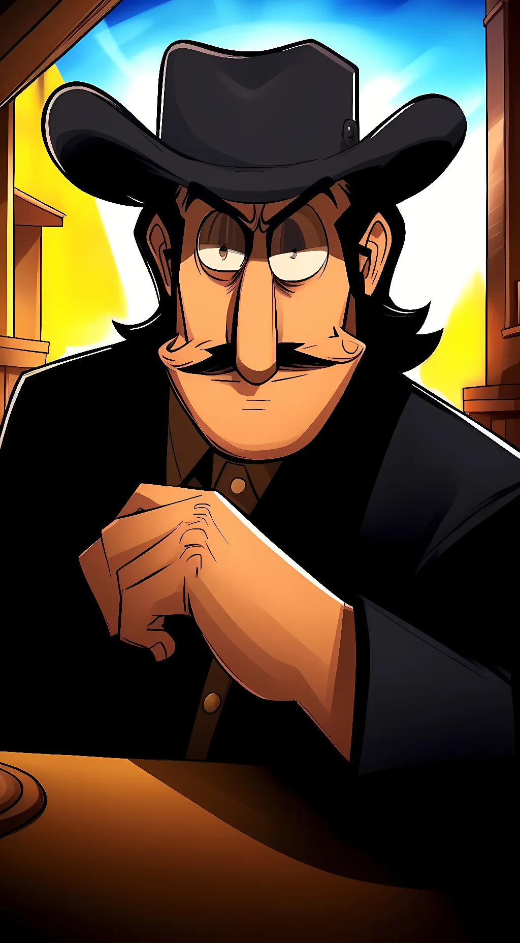 ai character: Cowboy Peppino  background