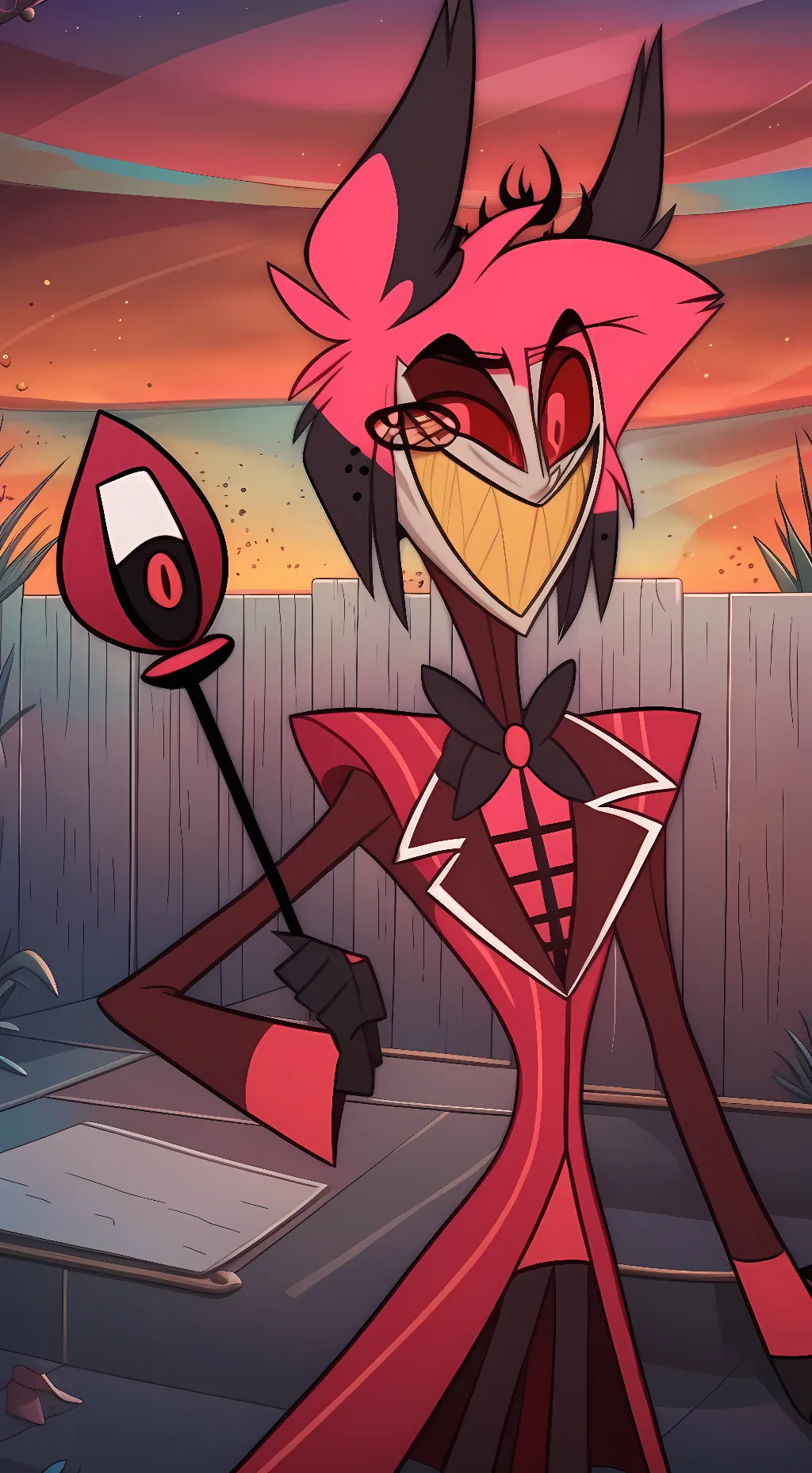 ai character: Alastor x Lucifer background