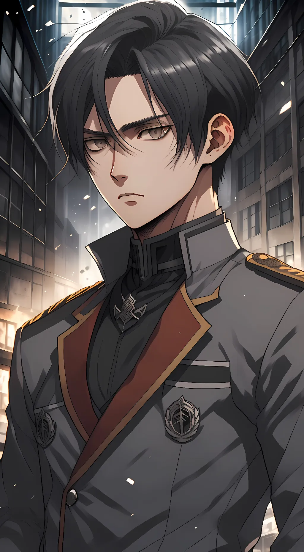 ai character: Levi Ackerman  background