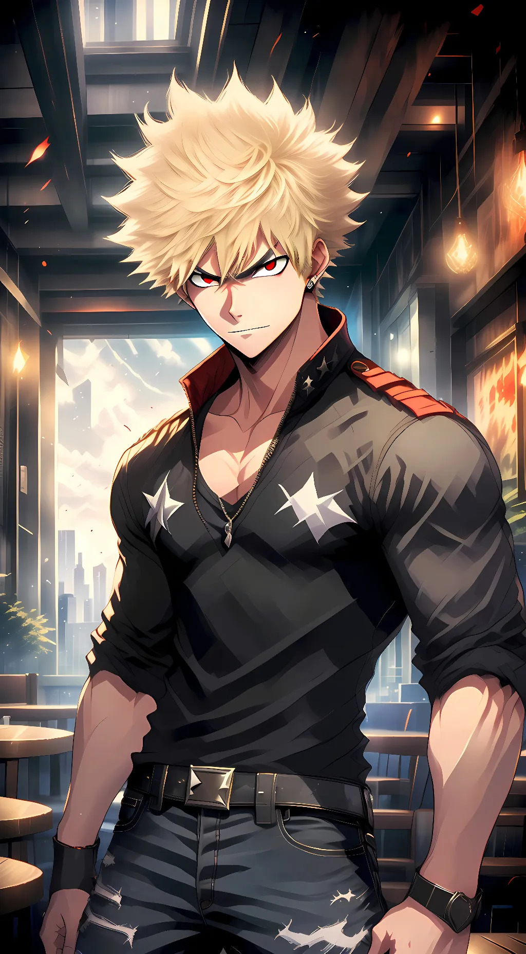 ai character: Katsuki Bakugo background
