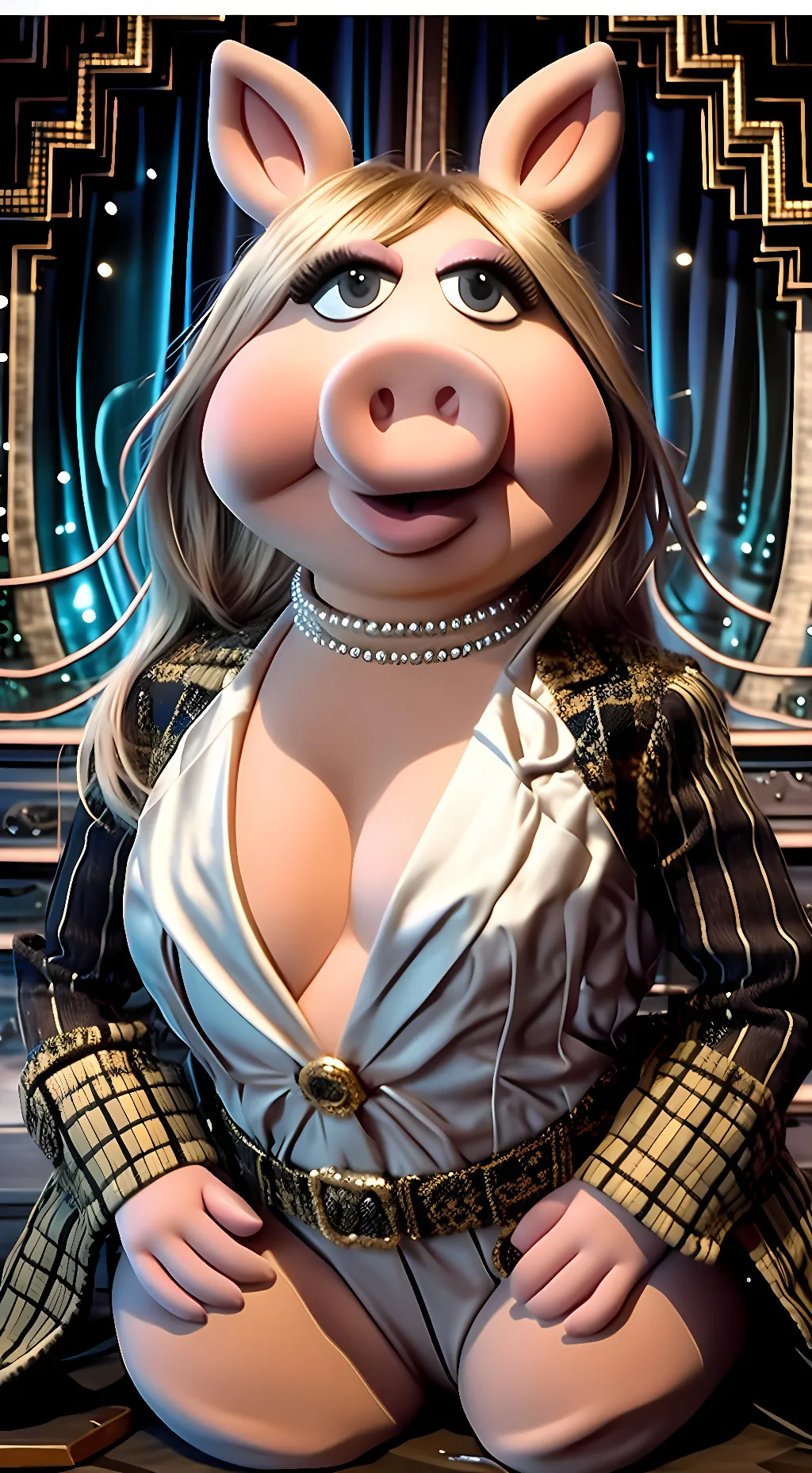 ai character: Miss Piggy  background
