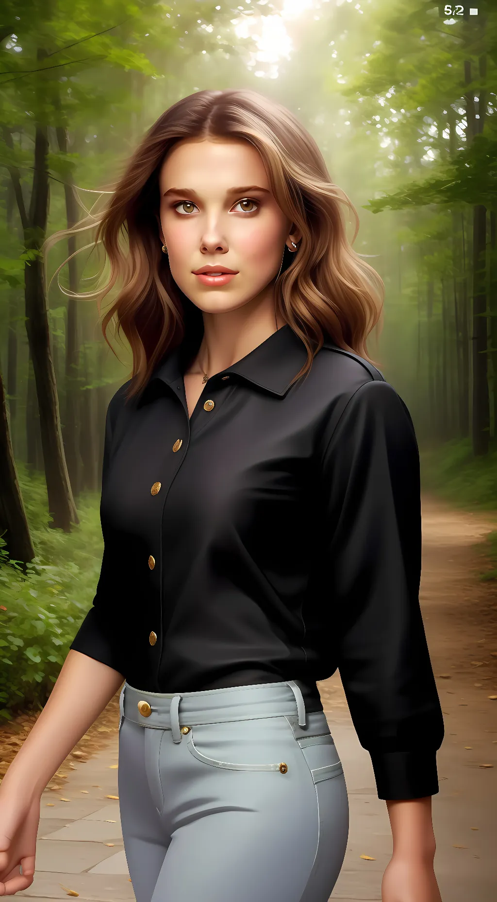 ai character: Millie Bobby Brown background