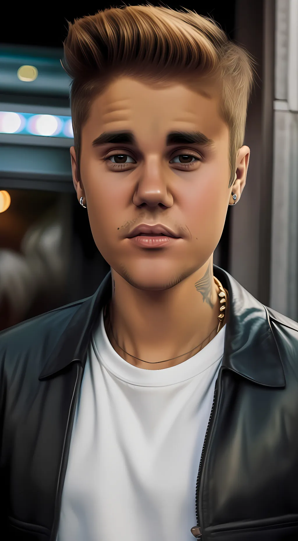 ai character: Justin Bieber  background