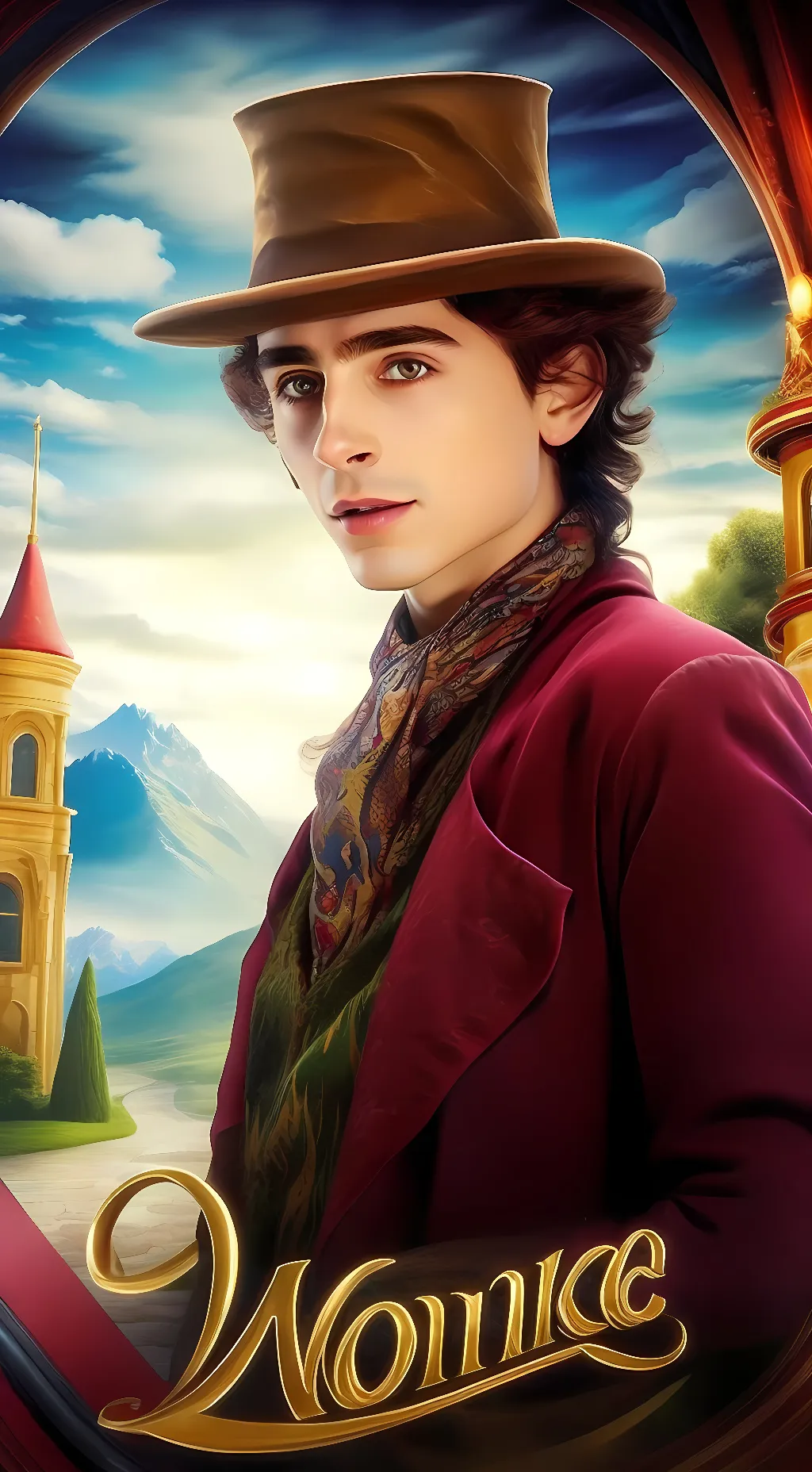ai character: Willy Wonka background