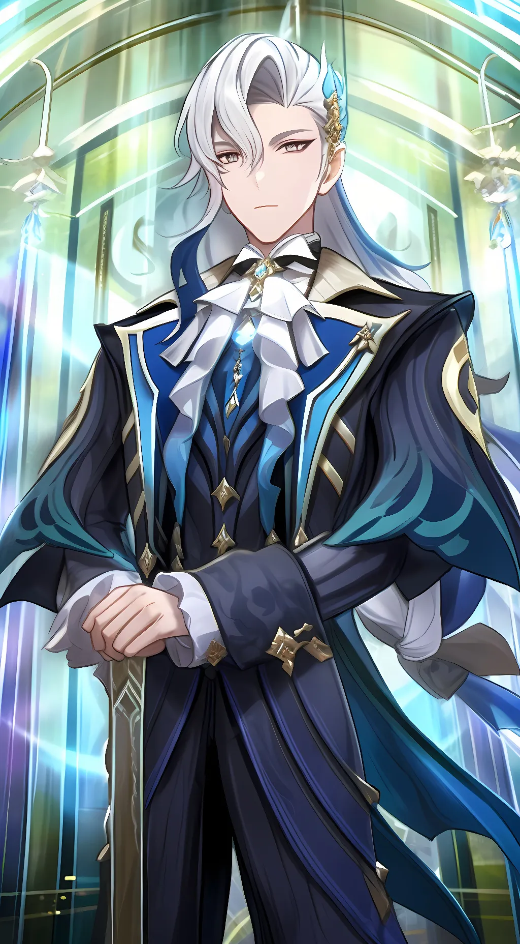 ai character: Neuvillette  background