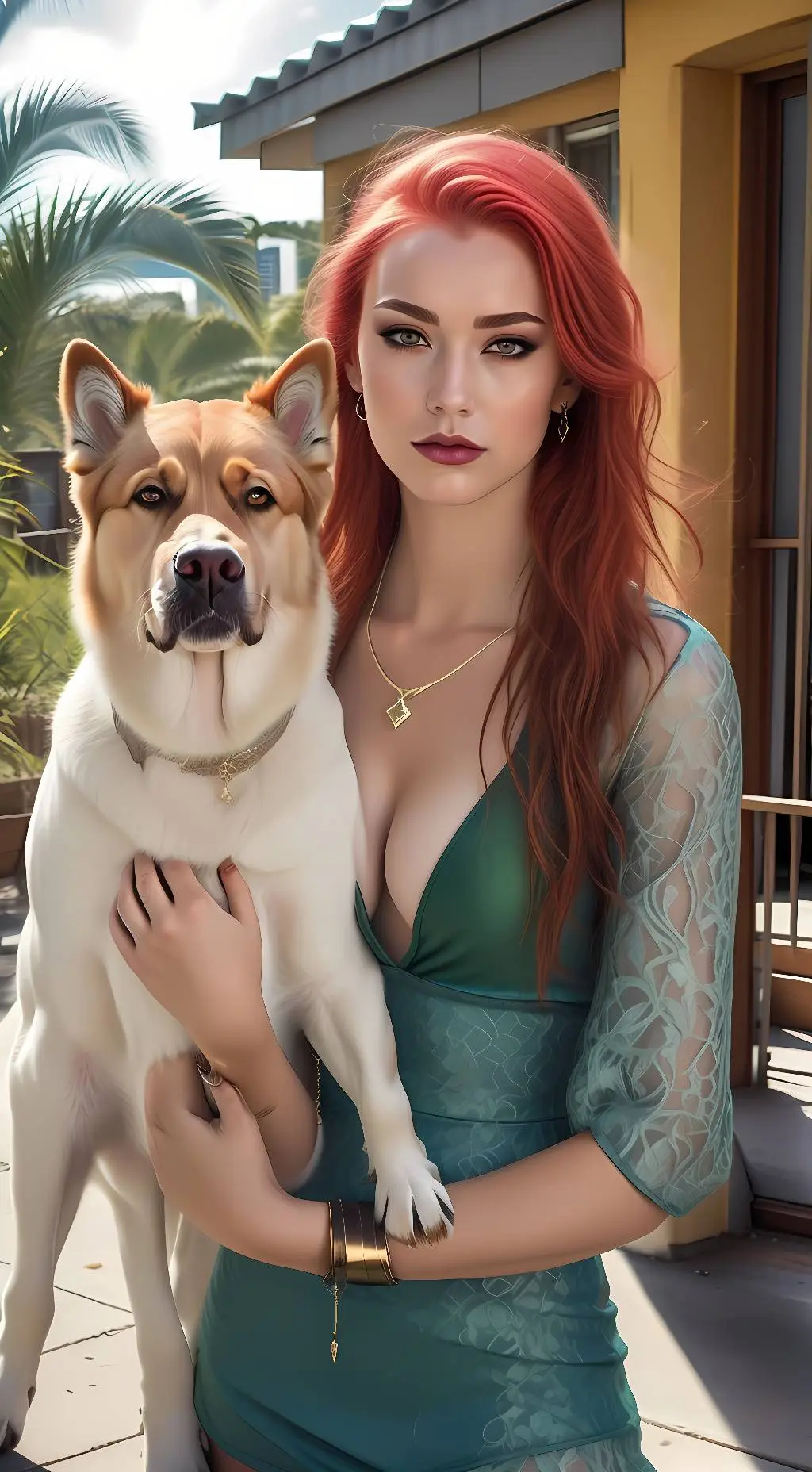 ai character: Gwendolyn and Dog background