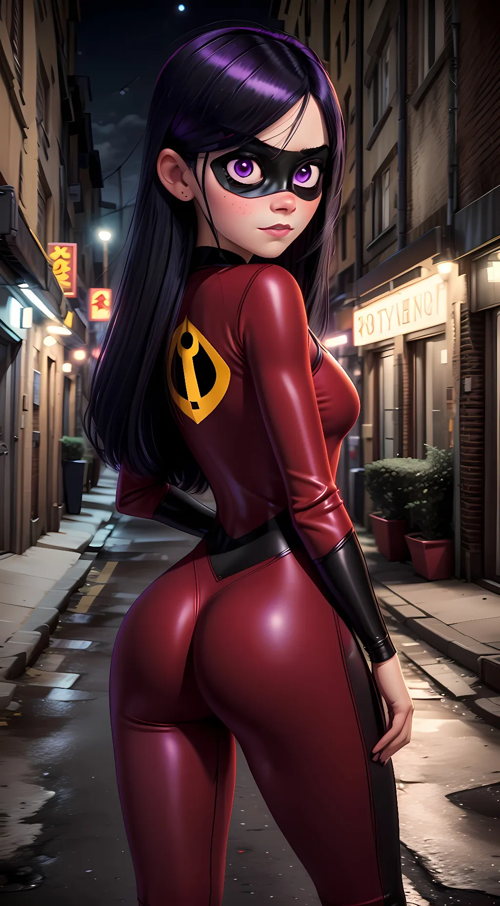 ai character: Violet background