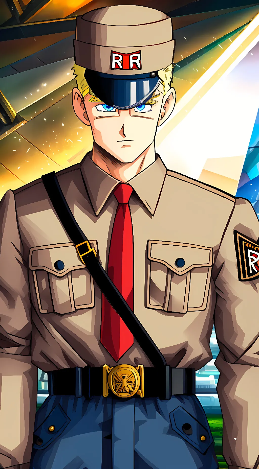 ai character: General Blue background