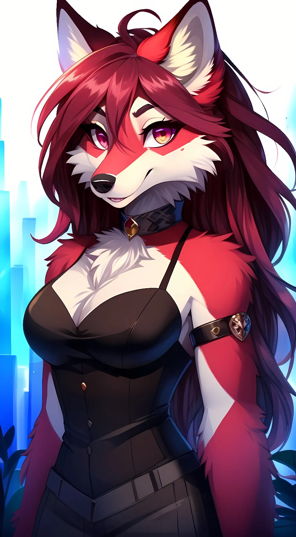 ai character: maroon background