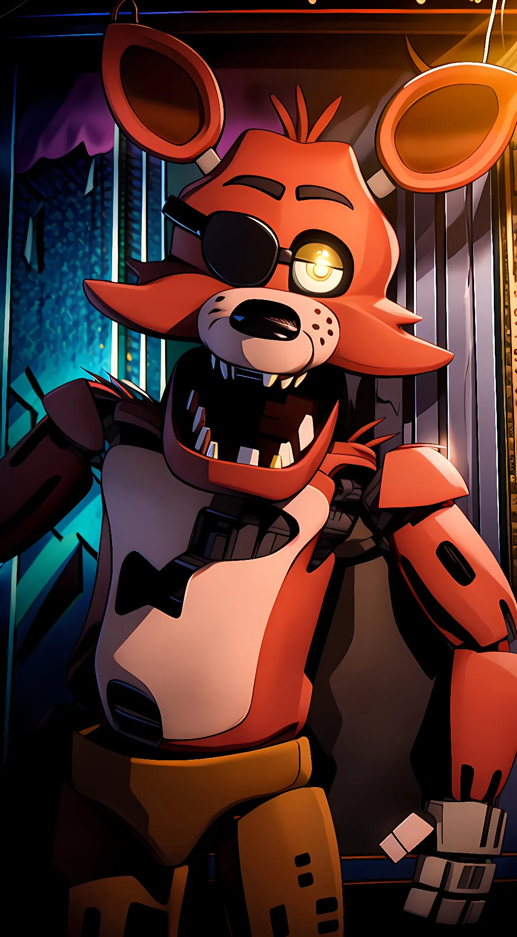 ai character: Mha in Fnaf background