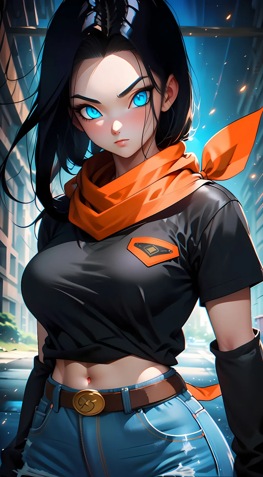 ai character: Female Android 17 background
